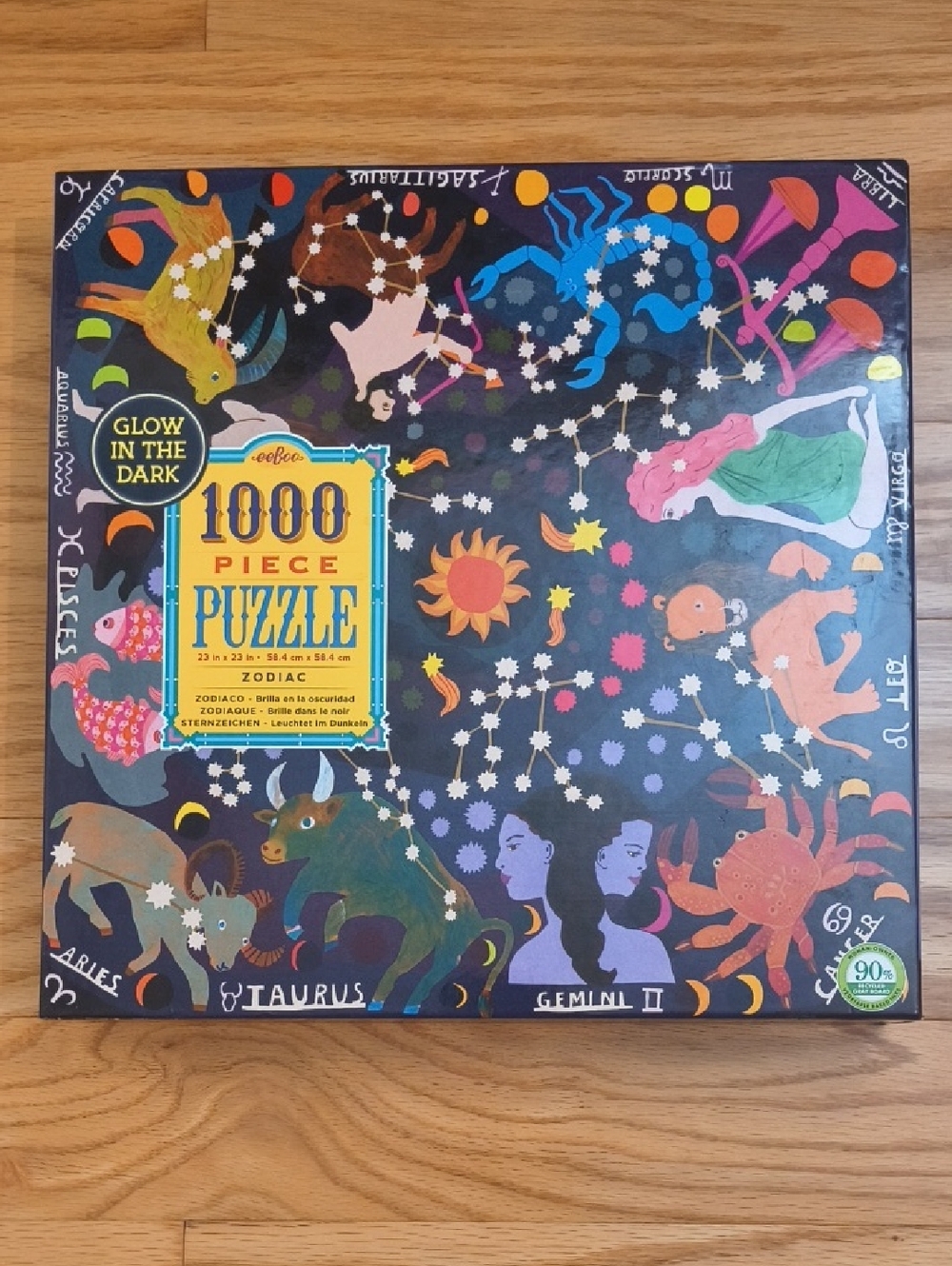 eeboo 1000 Piece Zodiac Glow-in-the-Dark Puzzle NWT